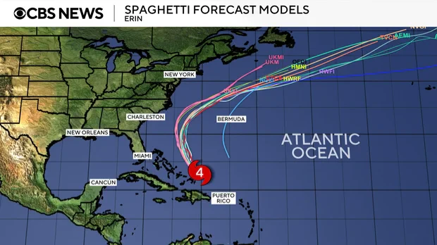 Hurrican Erin spaghetti forecast models