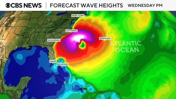 Hurricane Erin forecast wave heights