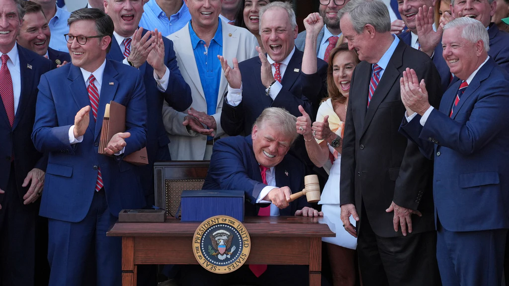 President Trump banging gavel after signing Big Beautiful Bill