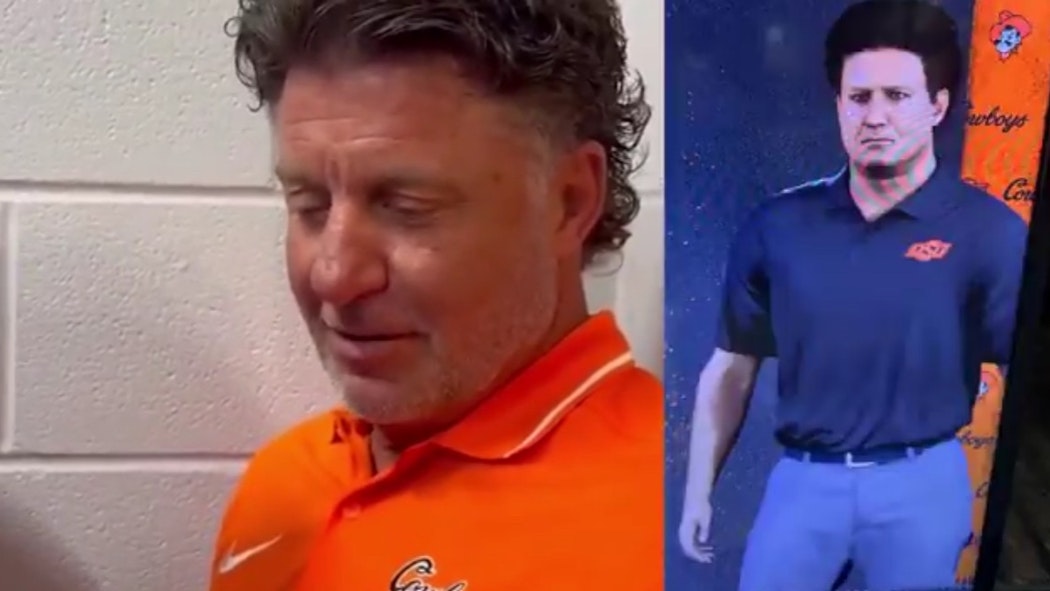 Mike Gundy reacts to CFB coach likeness