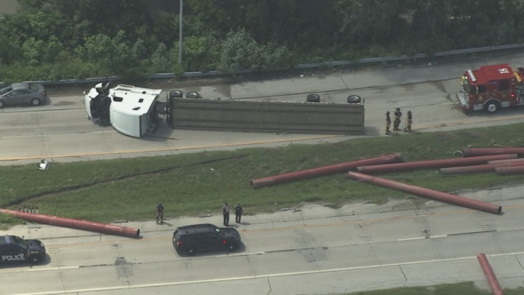 Truck Overturned highway 75 - June 16, 2025