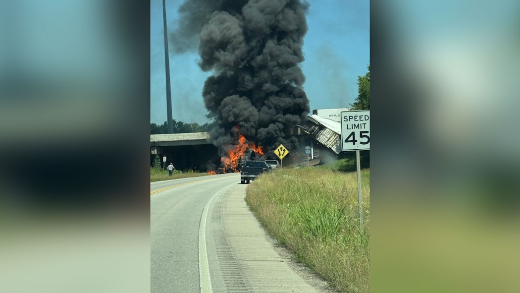 Semi rollover Will Rogers Turnpike Vinita