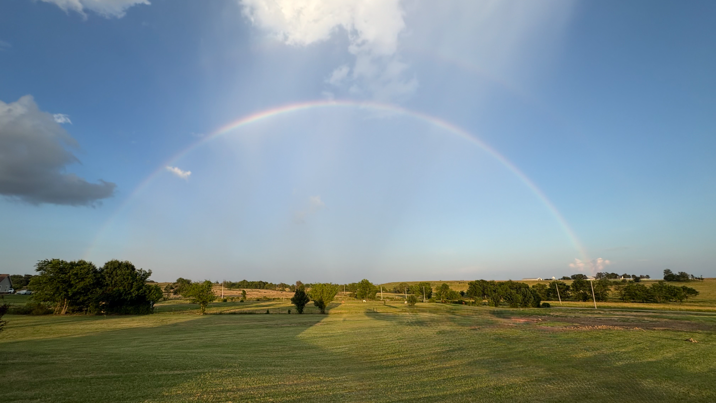 Rainbow forms after pop-up storm near Inola - Scott Anderson
