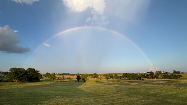Rainbow forms after pop-up storm near Inola - Scott Anderson