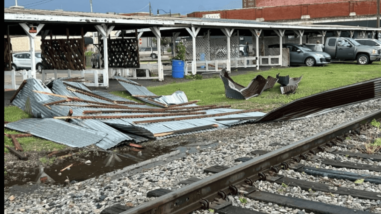Sheet metal from railroad at Pittsburg Farmers' Market