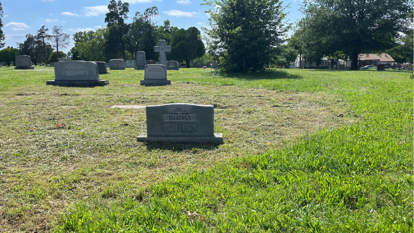 Where Tom trimmed around his family's grave