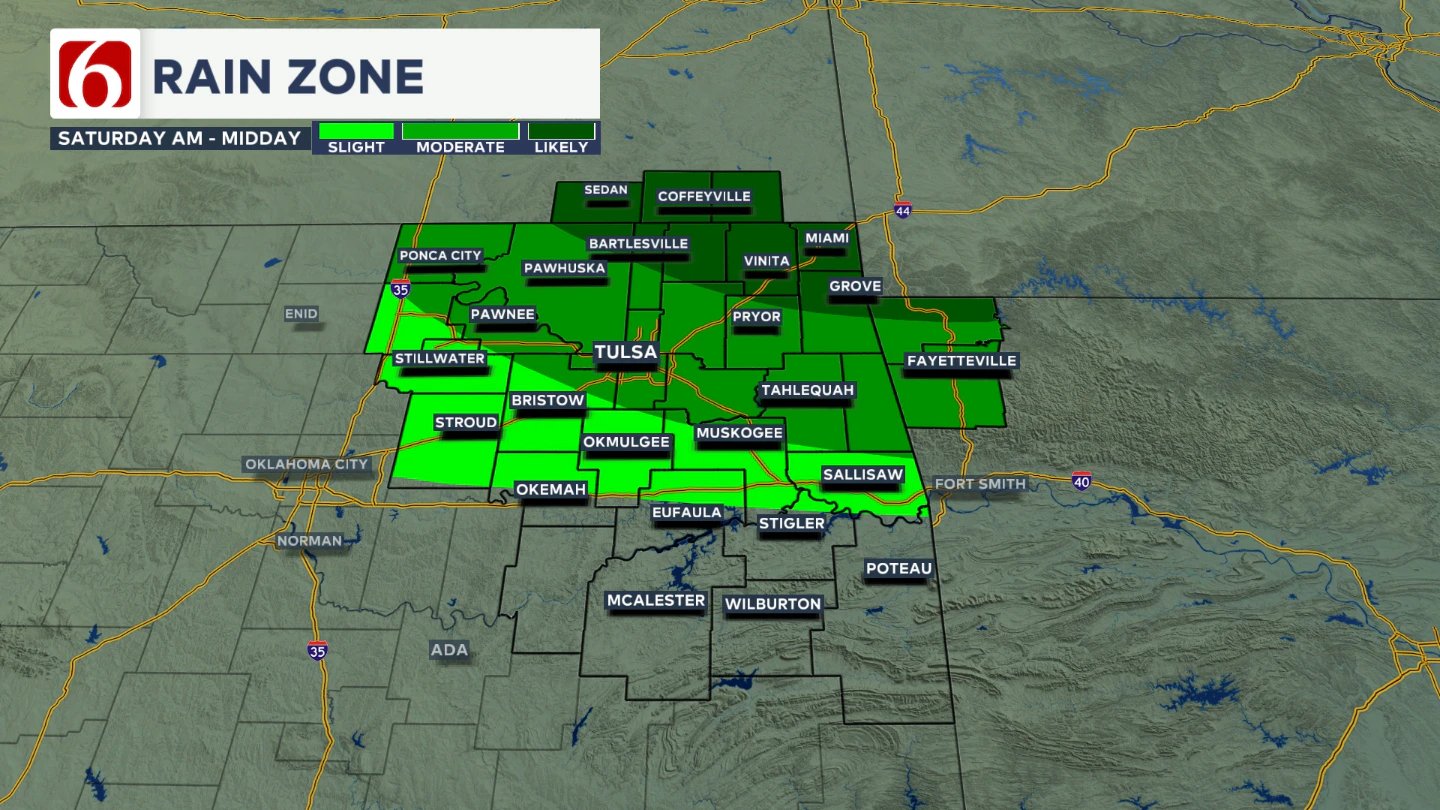 Saturday AM And Midday Rain Zone