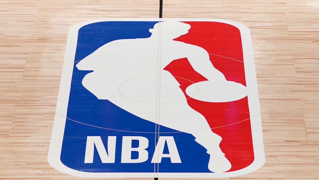 NBA logo on court 