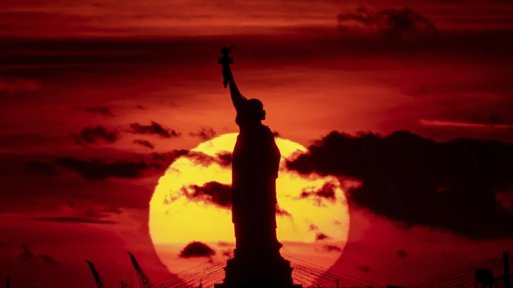 Statue of Liberty at sunset