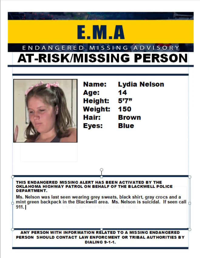 洋書 Missing and Endangered Endangered missing alert issued for 14-year-old in Blackwell