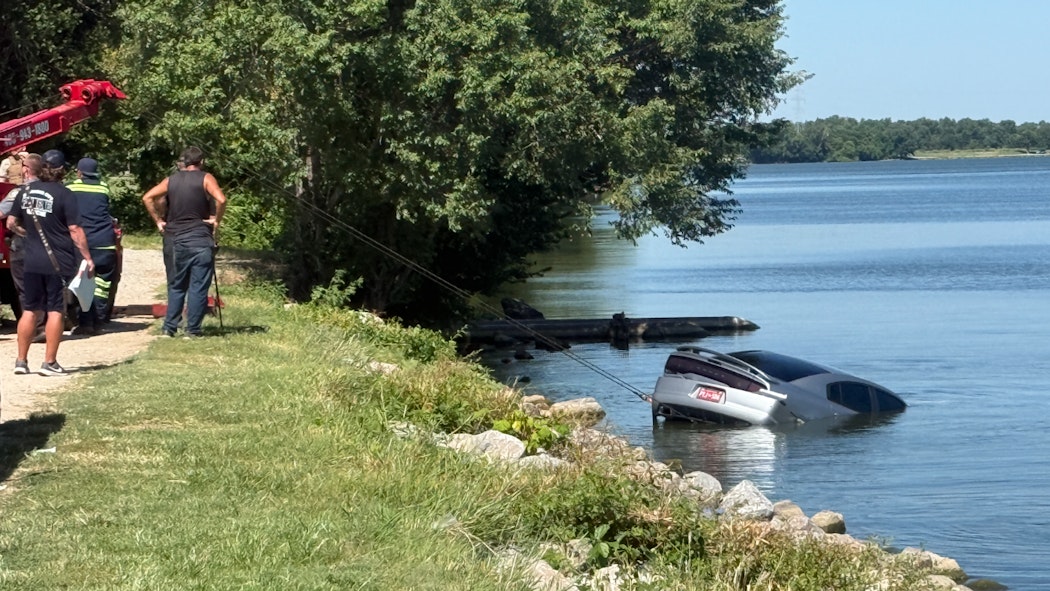 Car in Lake Overholser