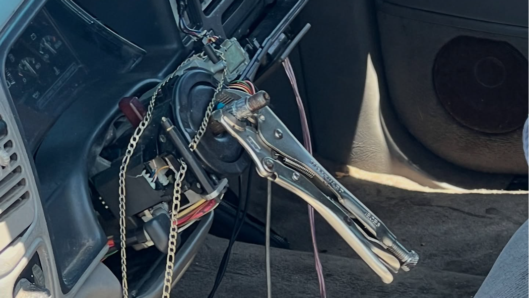 Vise grips as steering wheel