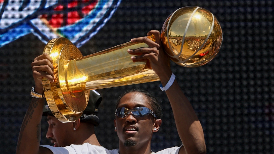 Oklahoma City Thunder forward Jalen Williams holds the Larry O