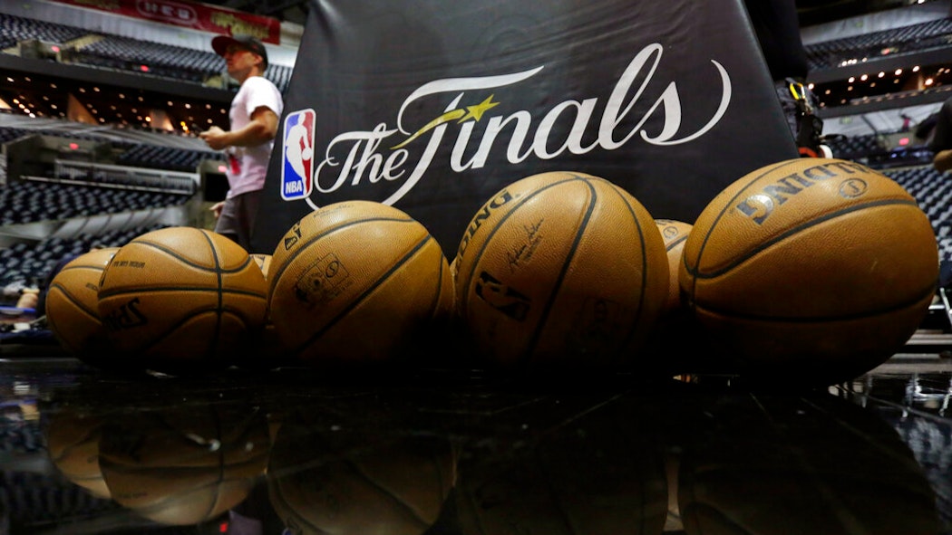NBA basketballs and the NBA Finals logo