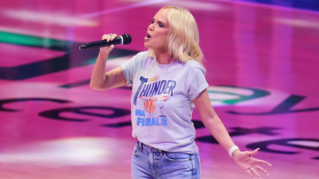Kristen Chenowith singing national anthem Game 7 NBA Finals