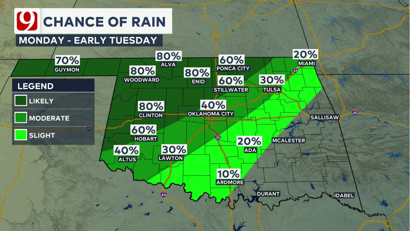 Continued hot this weekend - Rain chances Monday