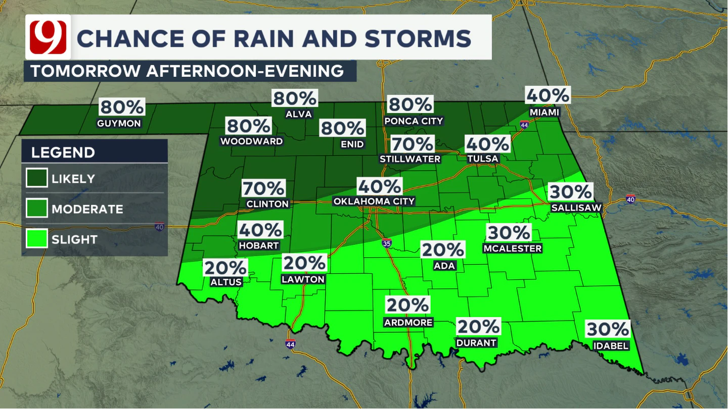 Afternoon heat trending downward as rain chances go up